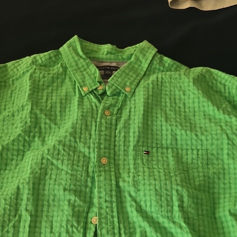 Tommy Hilfiger Men's Bright Green Button Down Shirt